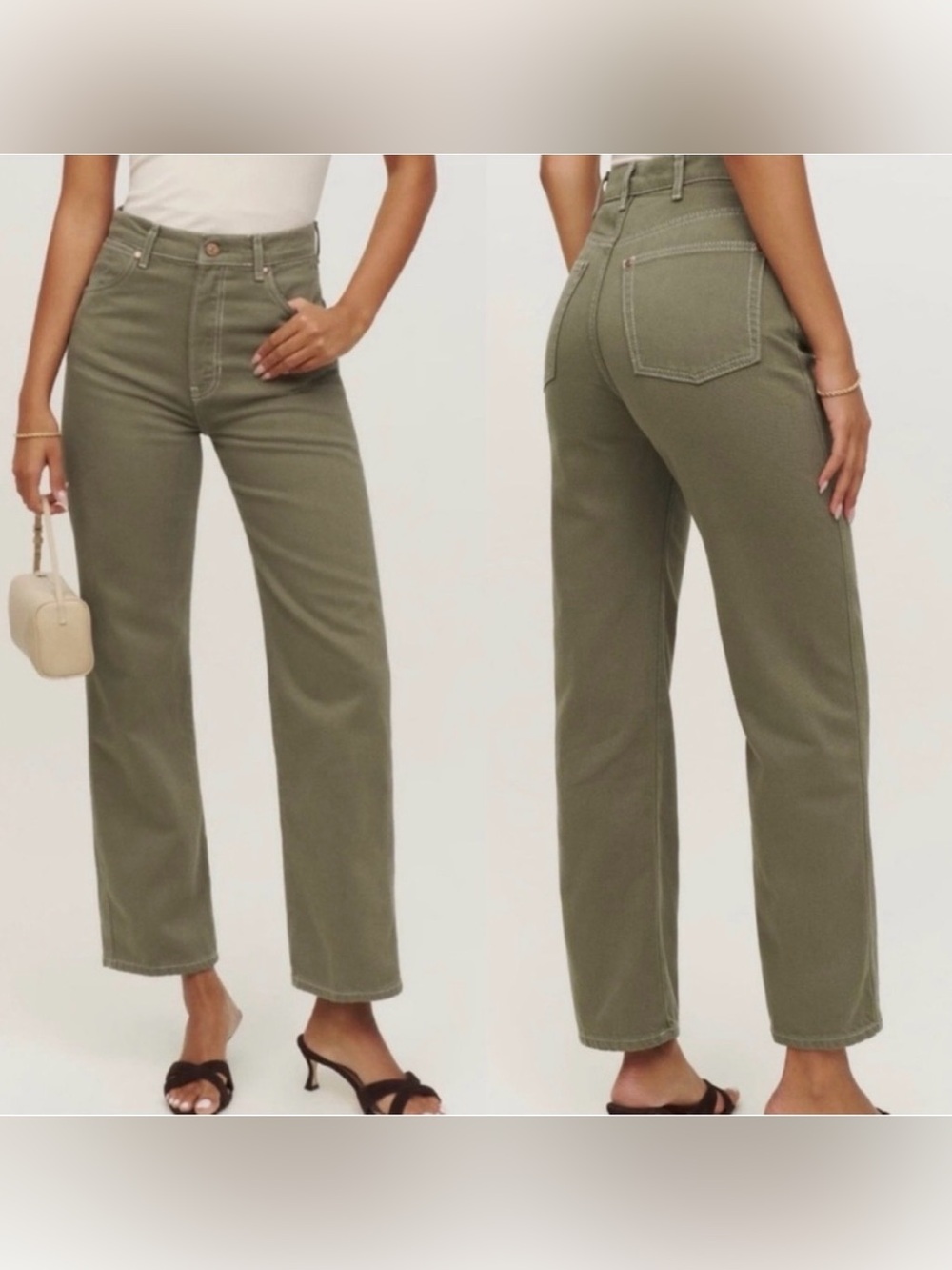 Reformation Cowboy High Rise Straight Jeans Kalamata Green Size 26 - Picture 10 of 10